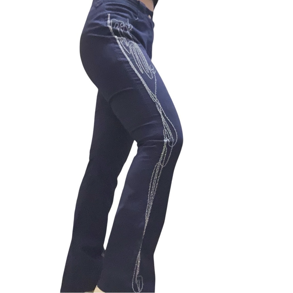 SPANNER SPORT BLUE EMBROIDERED COTTON BLEND DRESS PANTS/ Size 6 - Picture 2 of 11